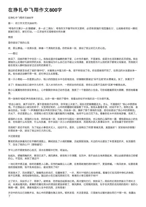 在挣扎中飞翔作文800字