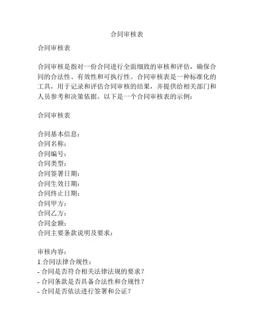 合同审核表