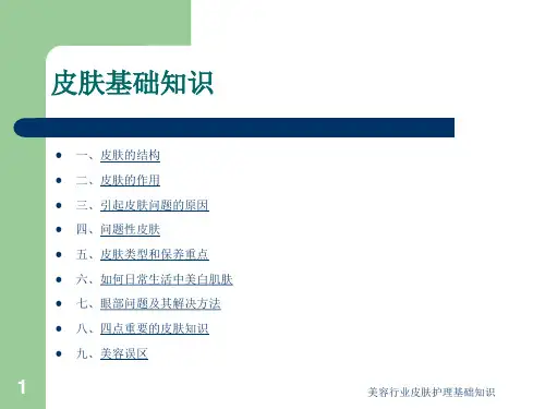 美容行业皮肤护理基础知识课件