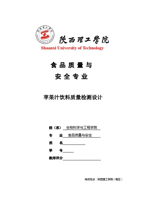 荣氏青苹果汁质量安全检测报告
