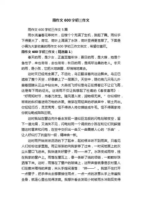 雨作文600字初三作文