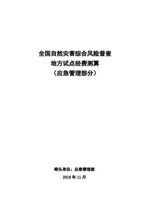 全国自然灾害综合风险普查地方试点经费测算(应急管理部分)