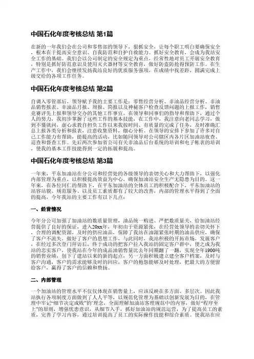 中国石化年度考核总结(热门12篇)