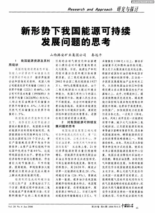 新形势下我国能源可持续发展问题的思考