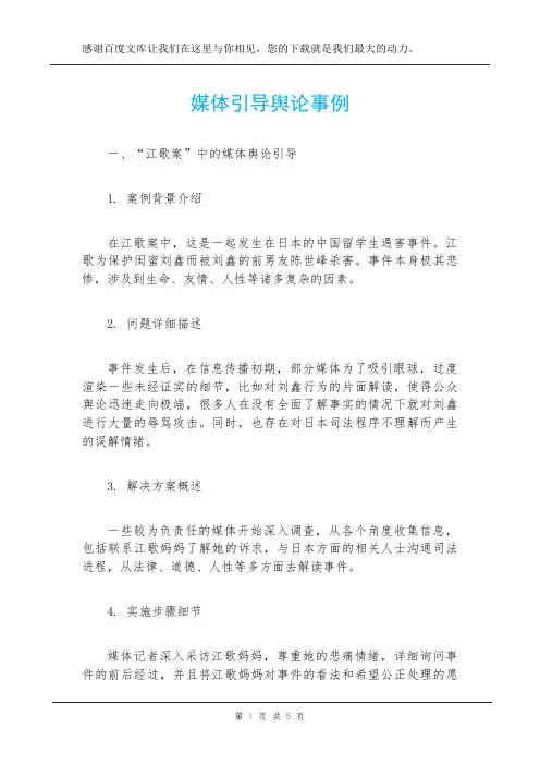 媒体引导舆论事例