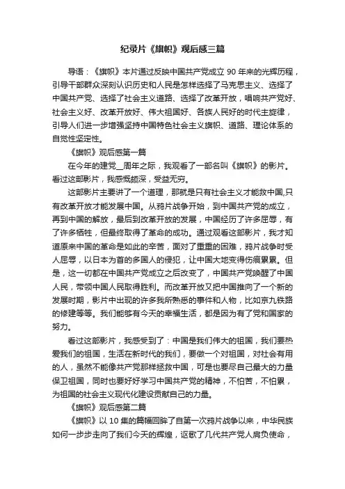 纪录片《旗帜》观后感三篇