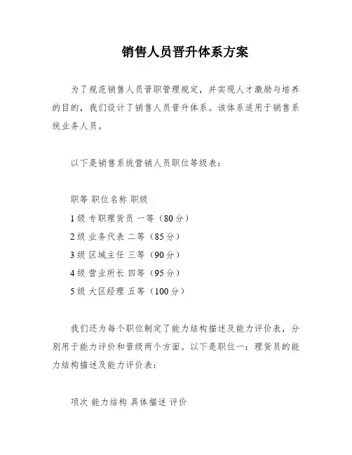 销售人员晋升体系方案