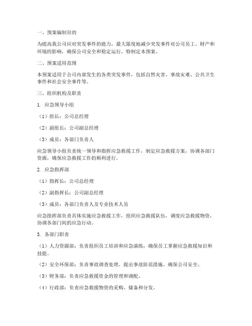 小公司应急救援预案范文