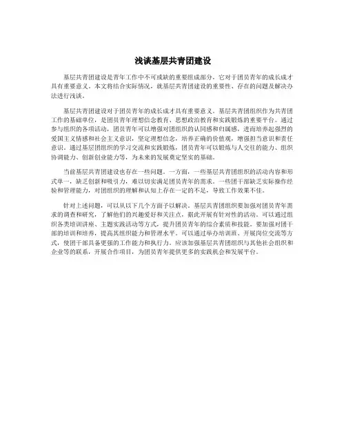 浅谈基层共青团建设