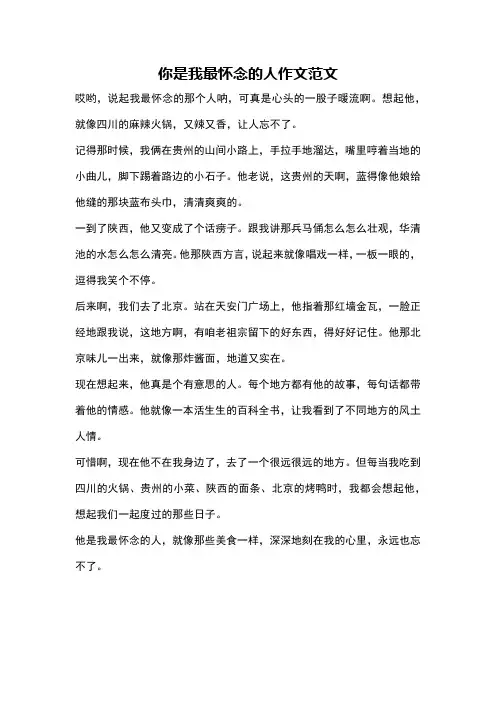 你是我最怀念的人作文范文