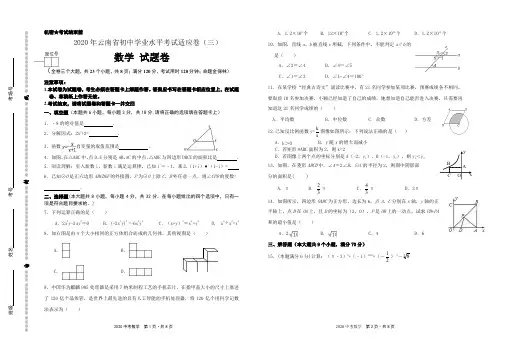 2020年云南省初中学业水平考试适应卷(三)