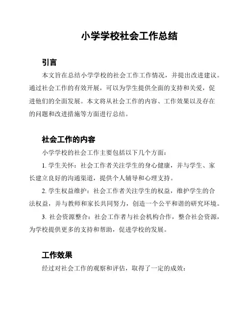 小学学校社会工作总结