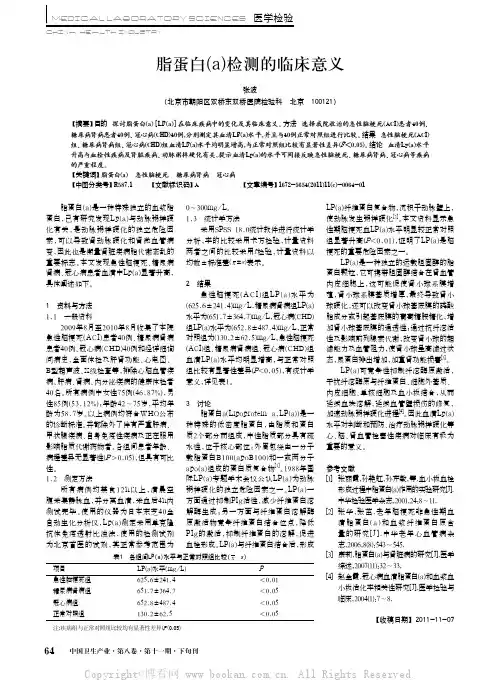 脂蛋白(a)检测的临床意义