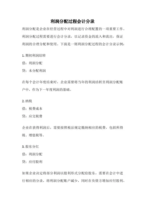 利润分配过程会计分录