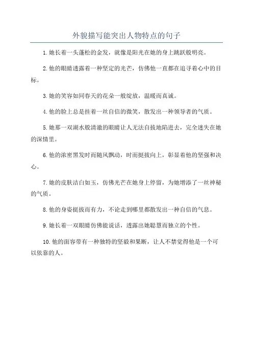 外貌描写能突出人物特点的句子