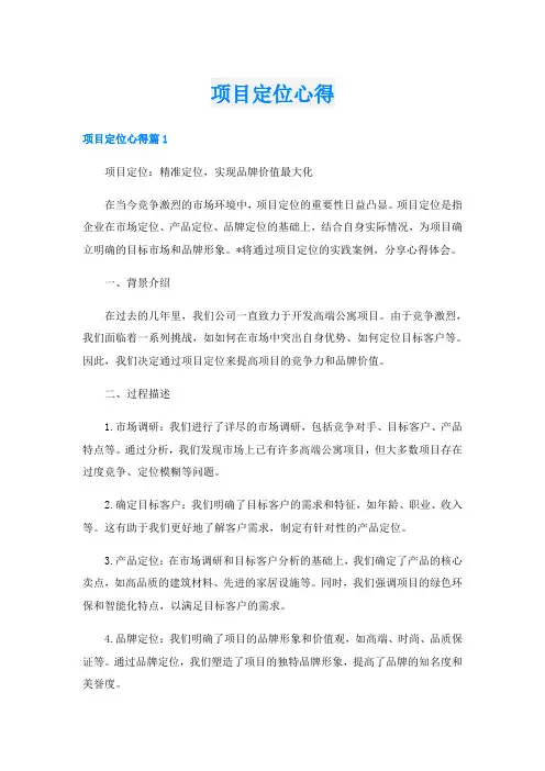 项目定位心得