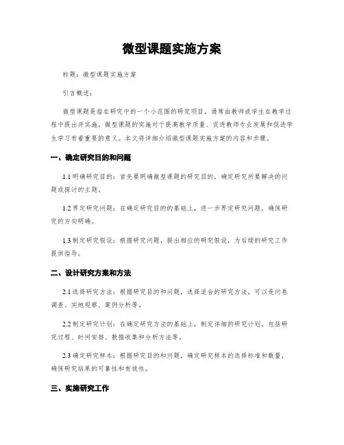 微型课题实施方案