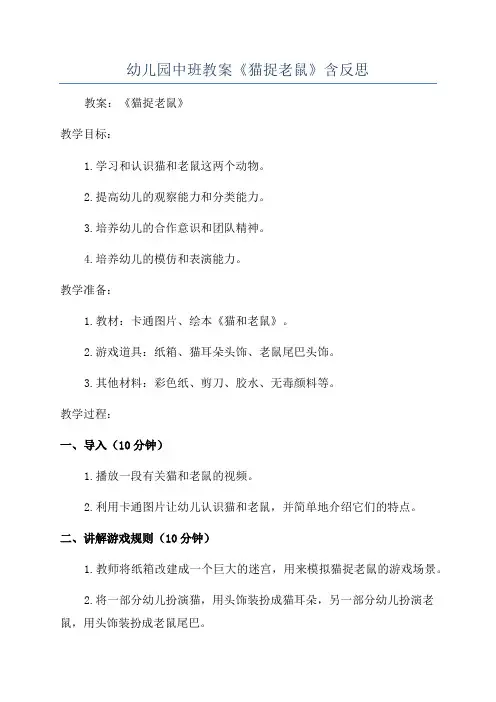 幼儿园中班教案《猫捉老鼠》含反思