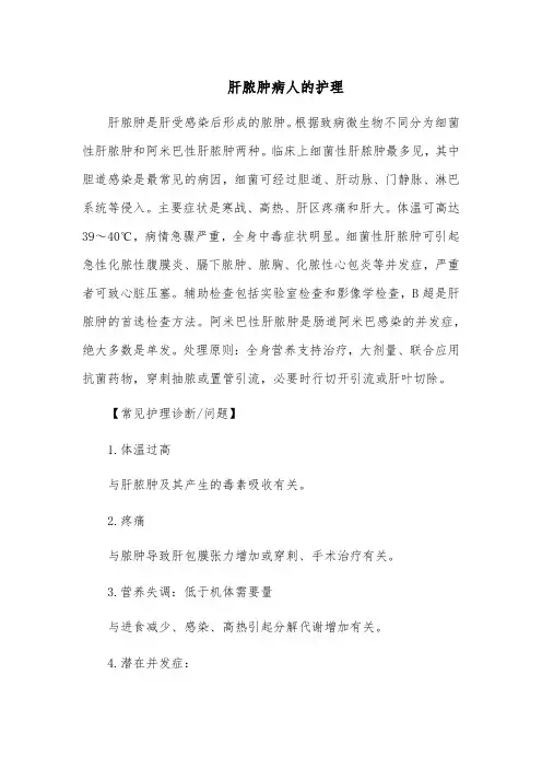 肝脓肿病人的护理