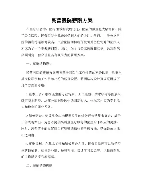 民营医院薪酬方案