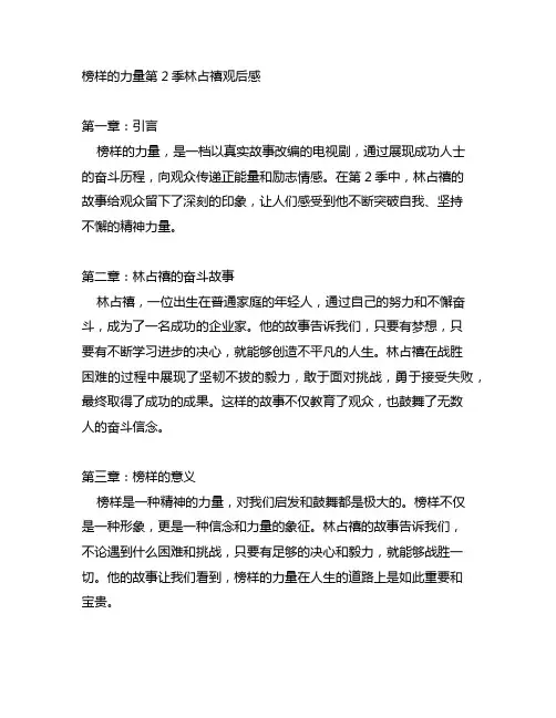 榜样的力量第2季林占禧观后感