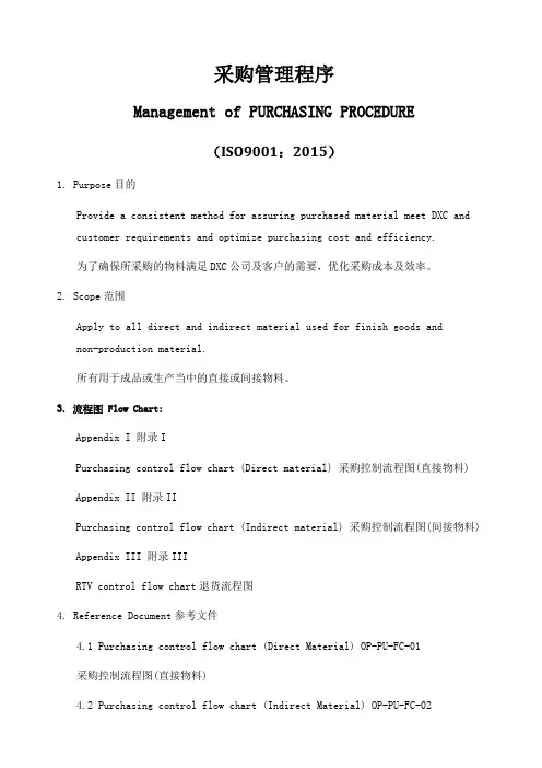 ISO9001-2015采购程序(中英文)
