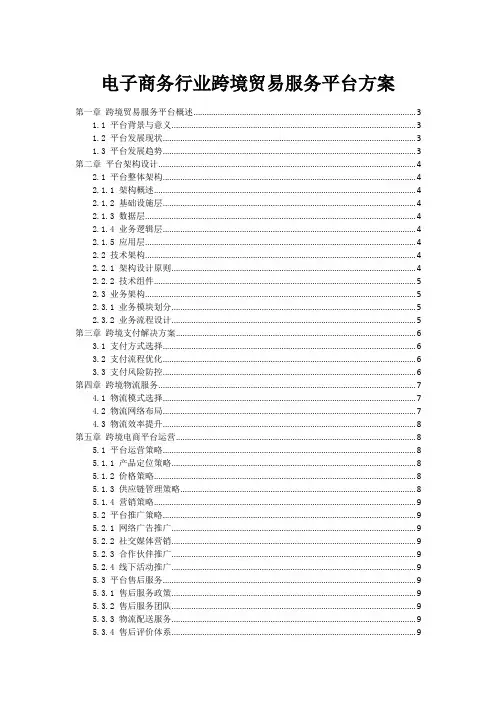 电子商务行业跨境贸易服务平台方案