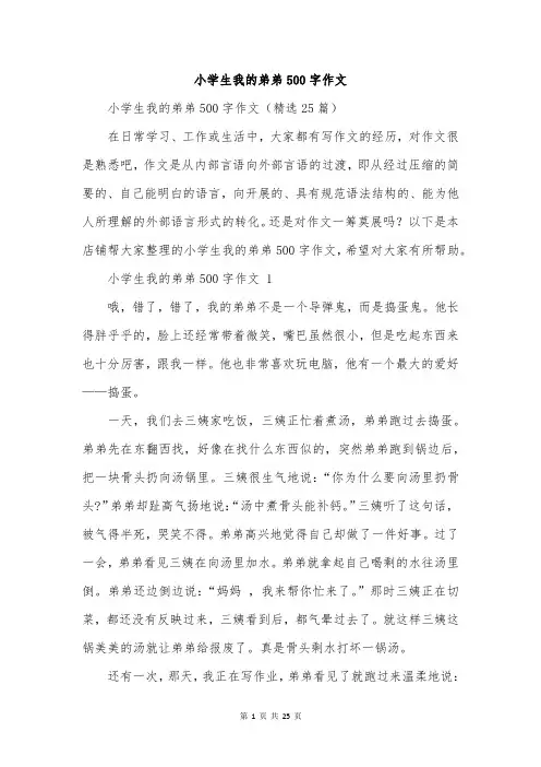 小学生我的弟弟500字作文