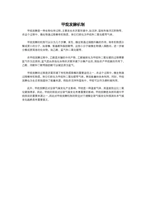 甲烷发酵机制