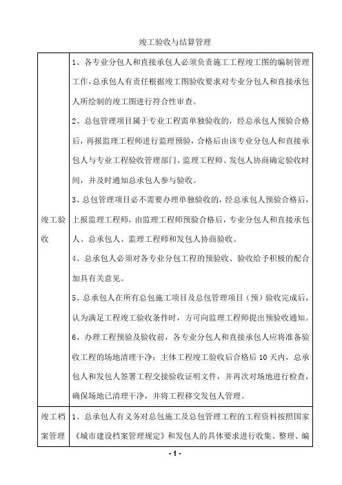 竣工验收与结算管理