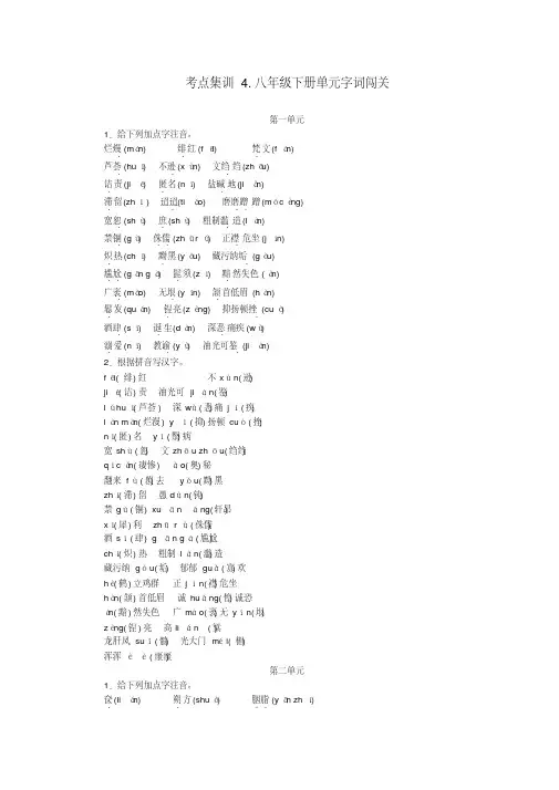 名师面对面金华地区2017中考语文考点集训4