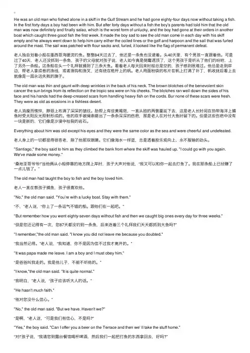 经典英语名著《老人与海》阅读节选