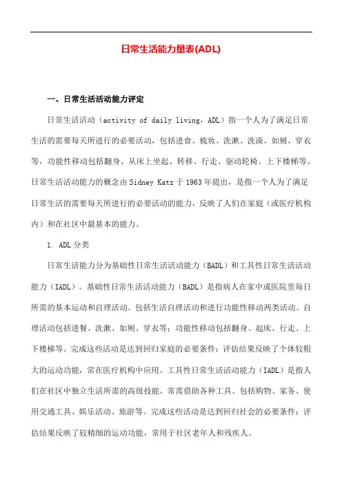 日常生活能力量表(ADL)