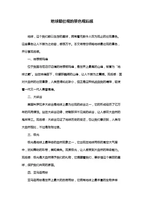 地球最壮观的景色观后感