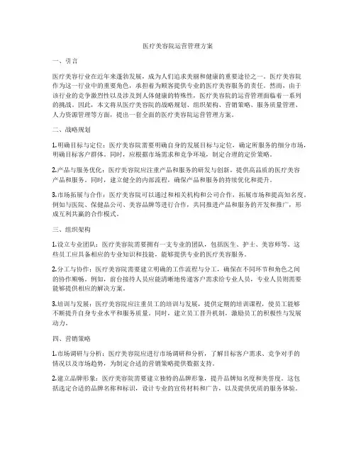 医疗美容院运营管理方案