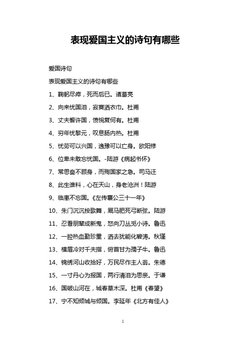 表现爱国主义的诗句有哪些