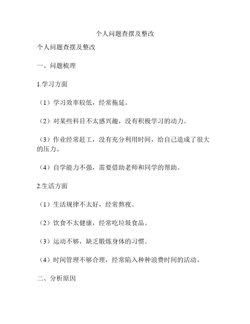 个人问题查摆及整改