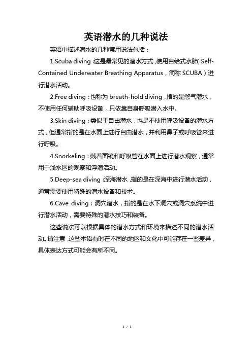 英语潜水的几种说法