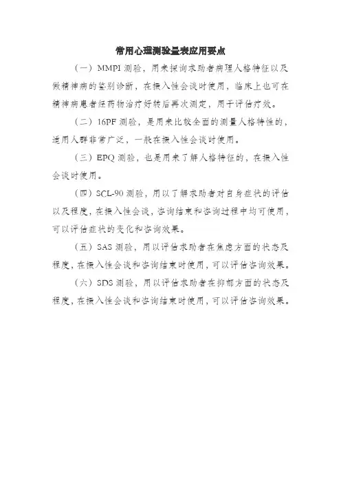 测验量表应用
