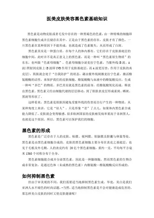 医美皮肤美容黑色素基础知识
