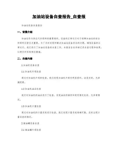 加油站设备自查报告_自查报
