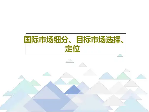 国际市场细分、目标市场选择、定位PPT文档144页