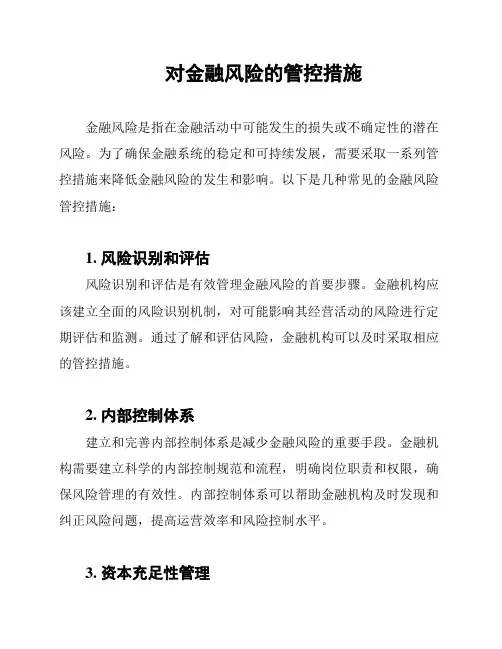 对金融风险的管控措施