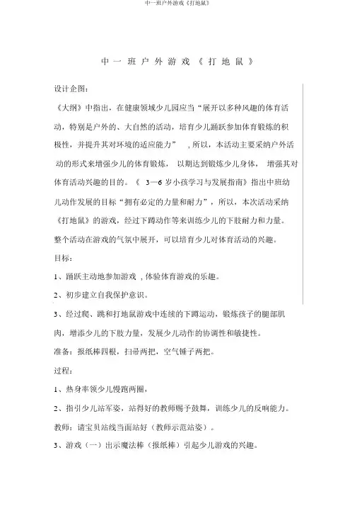 中一班户外游戏《打地鼠》