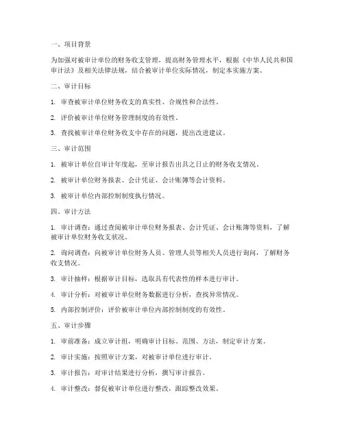 财务收支审计实施方案模板