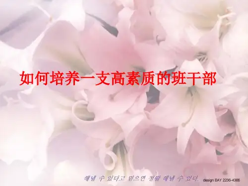 如何培养一支高素质的班干部 ppt课件
