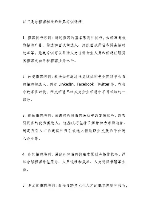 与招聘相关的培训课程