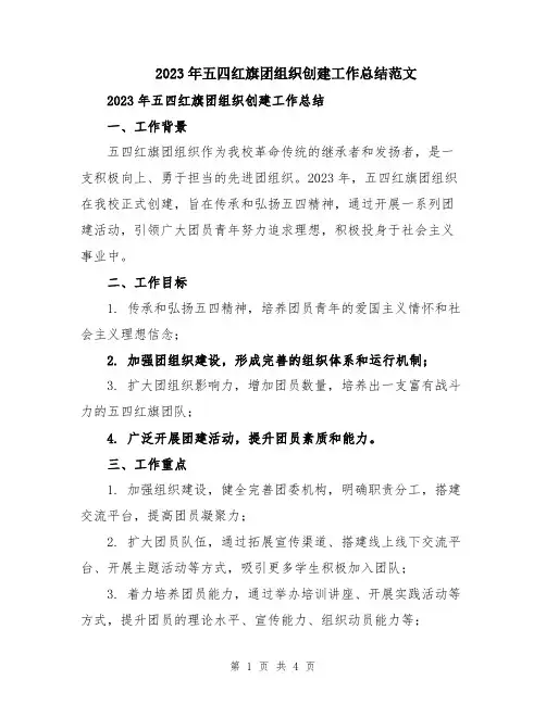 2023年五四红旗团组织创建工作总结范文