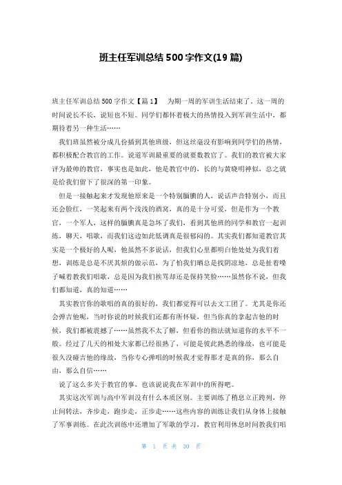 班主任军训总结500字作文(19篇)
