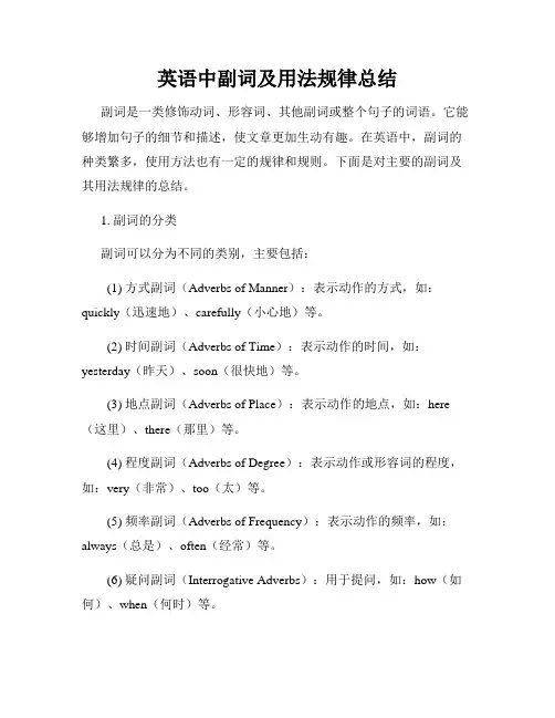 英语中副词及用法规律总结